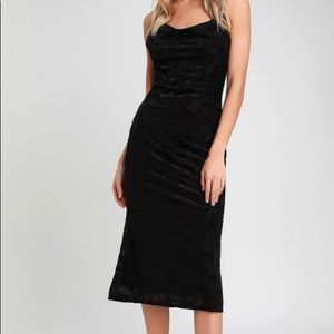 Burnout Velvet Cowl Neck Midi Dress